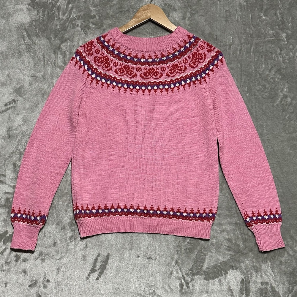 Vintage Donnkenny Sweater Fair Isle Pullover Womens Large Pink Coquette Preppy